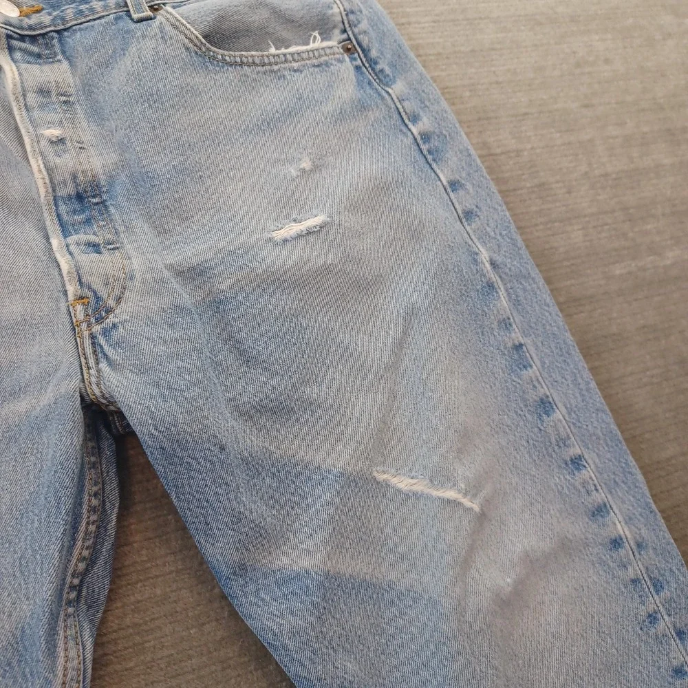 Levis 501XX Jeans‎ Mens 36x28 Light Wash Button Fly Distressed Straight Leg